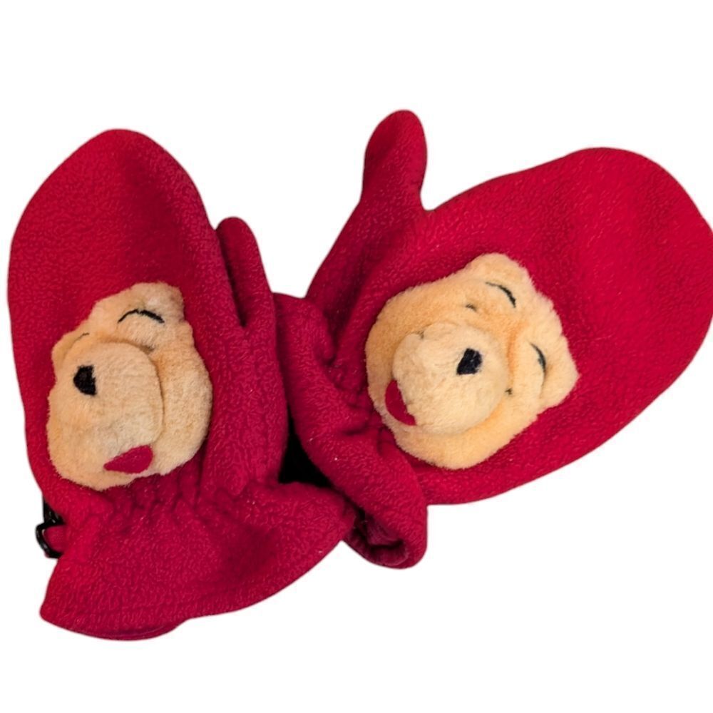 Disney Winnie the‎ Pooh Vintage red fleece mittens